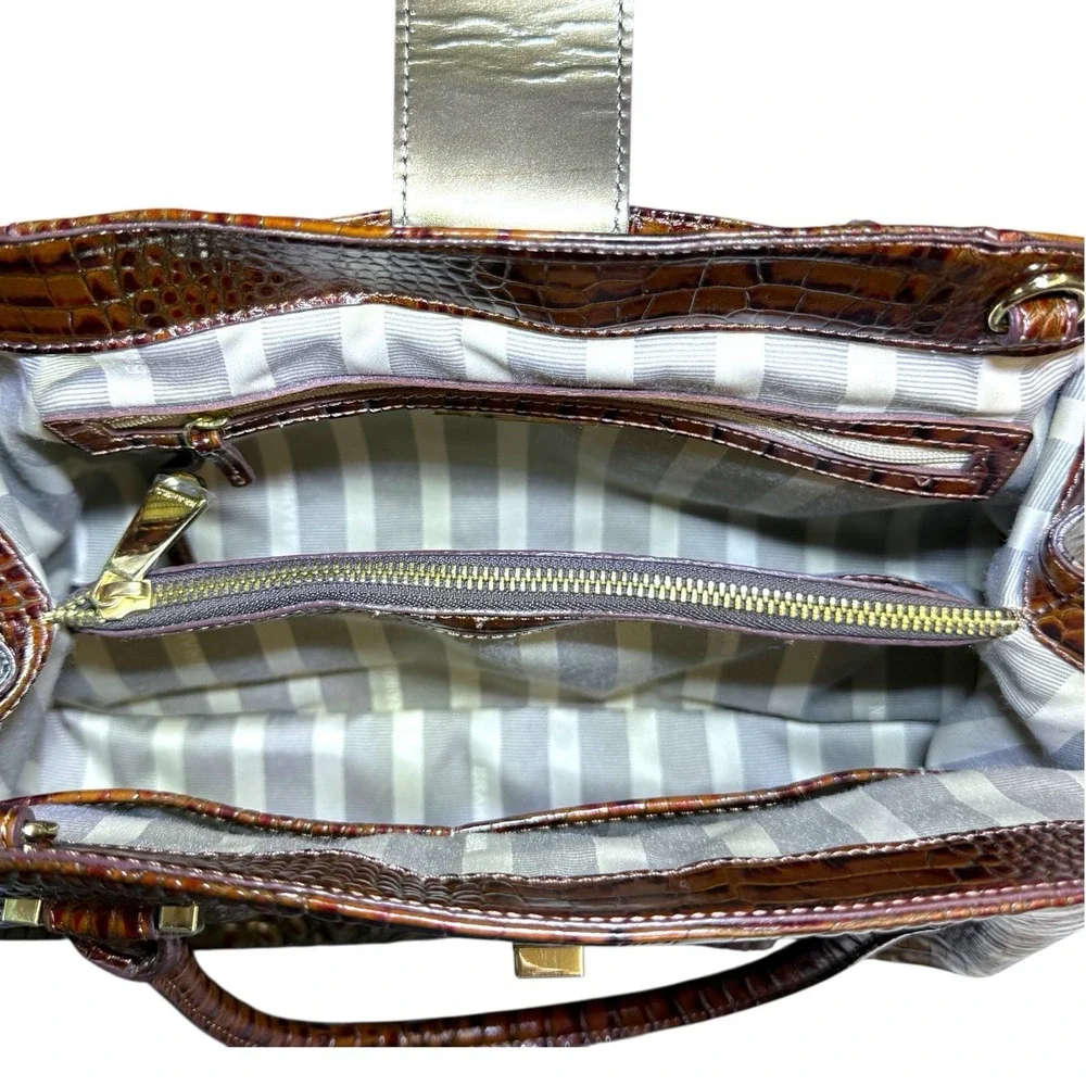 Brahmin Satchel Handbag Womens Fall Tortoise Crocodile‎ Embossed Leather Bag